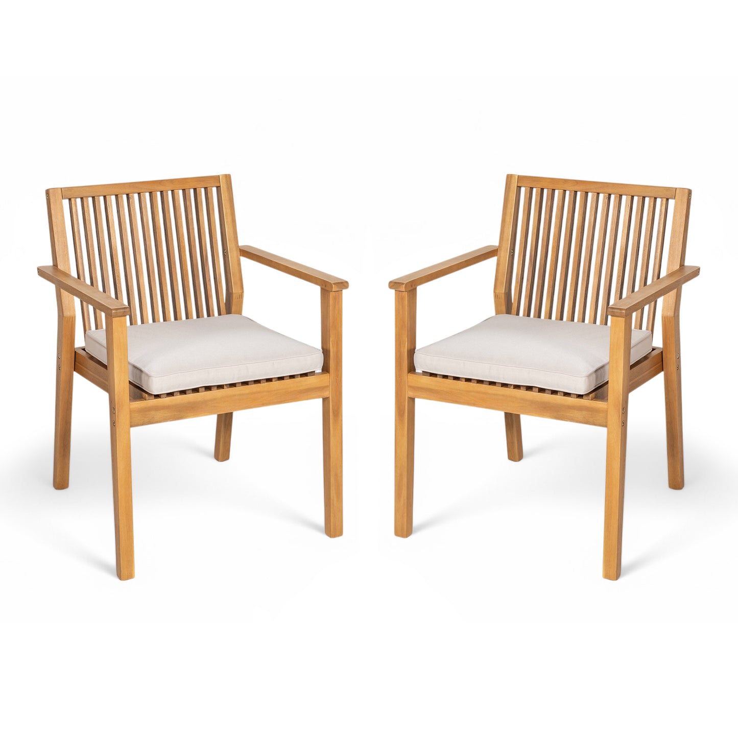 Somadorin Patio Dining Chair Set of 2 - Sturdy Acacia Wood, Comfortable Waterproof Seating