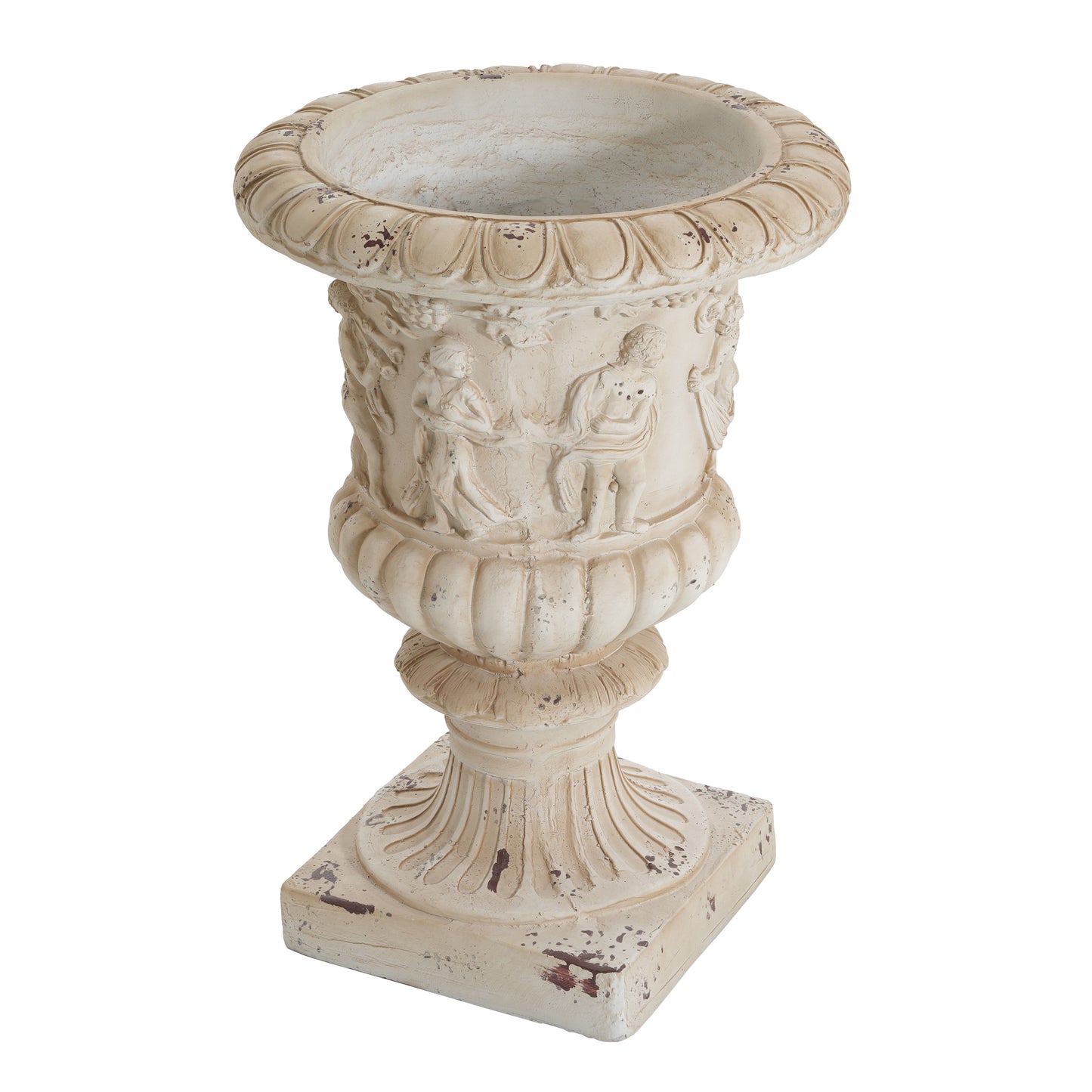 Caldrithar MGO Garden Artistic relief Urn, Antique White, 27'' H