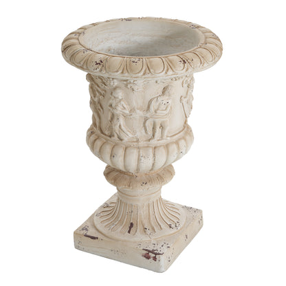 Caldrithar MGO Garden Artistic relief Urn, Antique White, 27'' H