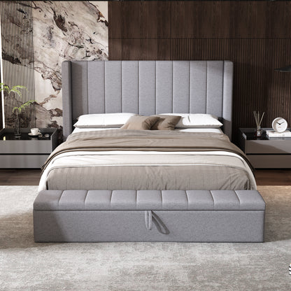 Cassander Queen Size Upholstered Platform Bed with Storage with Headboard
