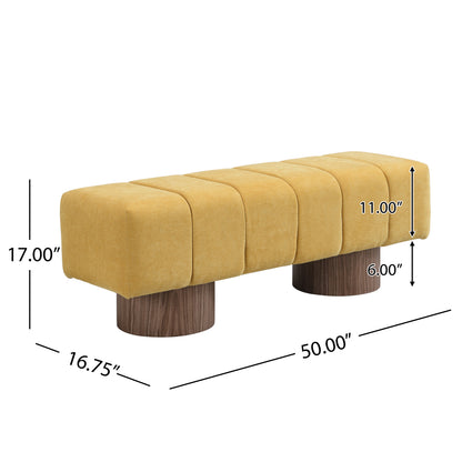 Sylithar Chenille Fabric Upholstered Dining Bench, End of Bed Entryway Bench Ottoman