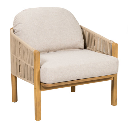 Ylaenor Outdoor Wood Club Chair, with Cushion