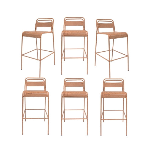 Liam Outdoor Patio Bar Stools, Iron, Set of 6
