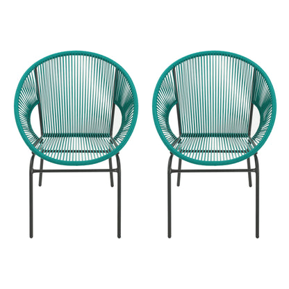 Carver Indoor & Outdoor Acapulco Weave Faux Rattan Club Chairs (Set of 2)