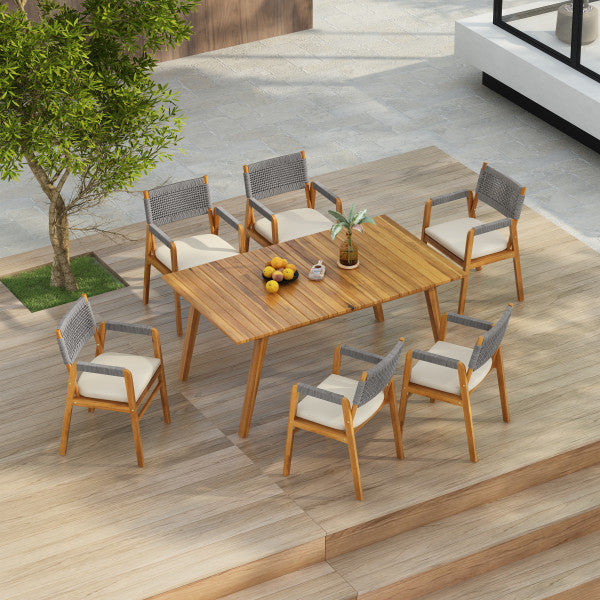 Callioper 7 Piece Patio Dining Set Outdoor Furniture Set Acacia wood Table