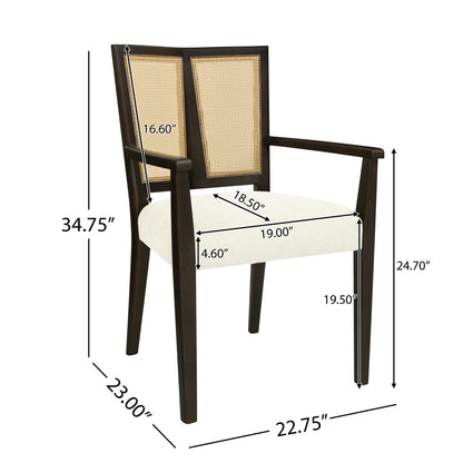 Serenal Modern Upholstered Dining Chairs with Cane Webbing,Set of 2