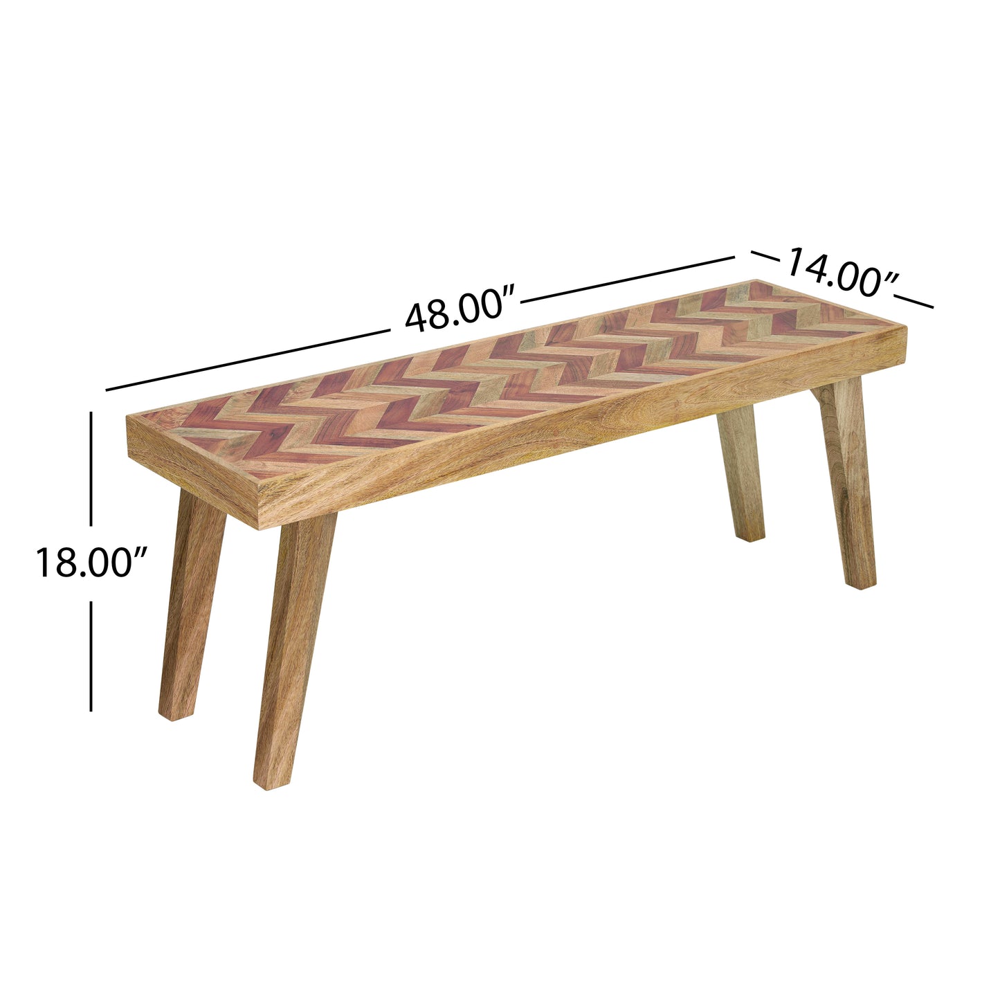 Liorad Mango Rustic Boho Wood Dining Bench