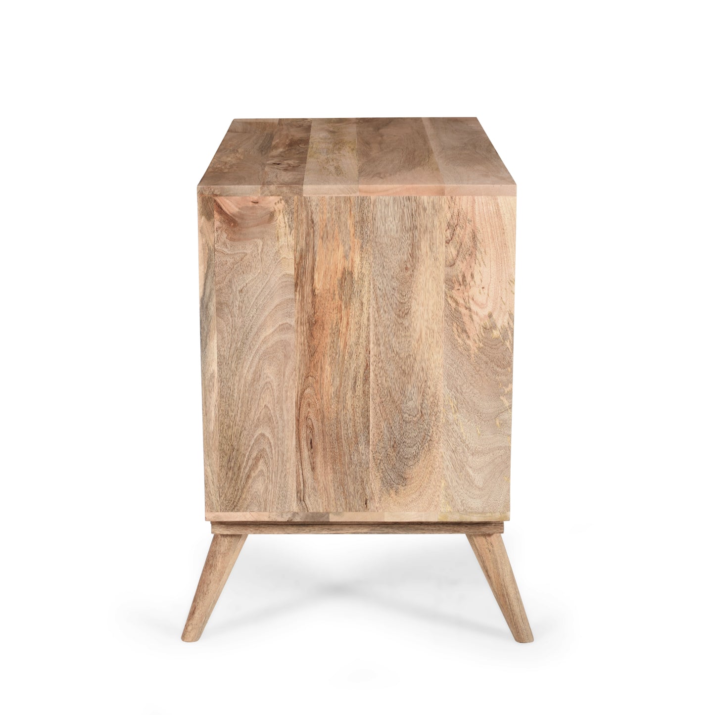 Jaspar Modern 18 in. Rustic Natural Wood Decorative Cabinet with 2 Drawers, 2 Doors