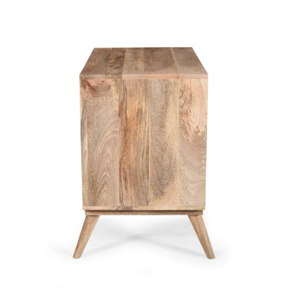 Jaspar Modern 18 in. Rustic Natural Wood Decorative Cabinet with 2 Drawers, 2 Doors