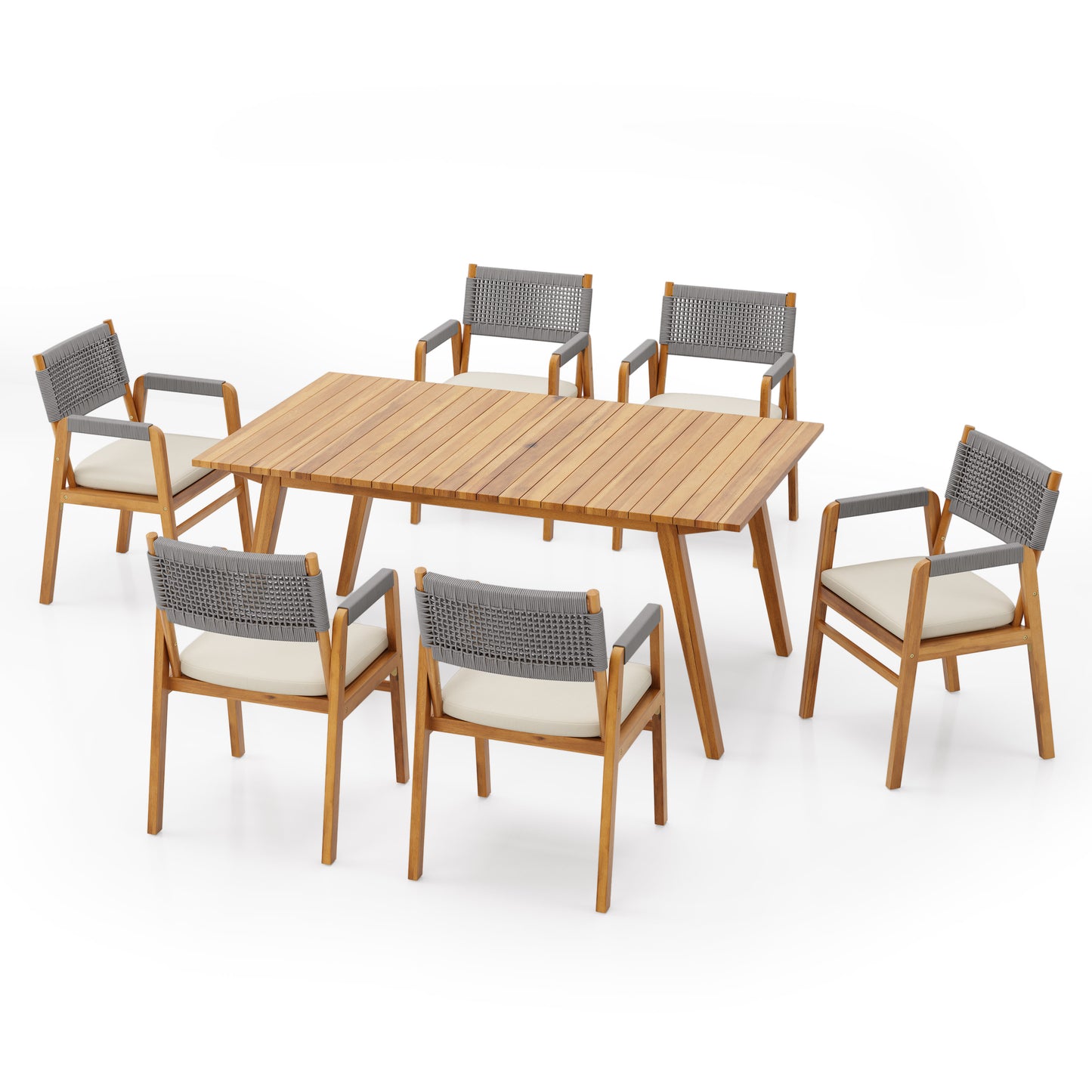 Callioper 7 Piece Patio Dining Set Outdoor Furniture Set Acacia wood Table