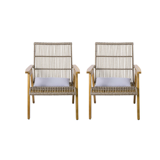 Aster Outdoor Teak Wood with both round and flat wicker club chair