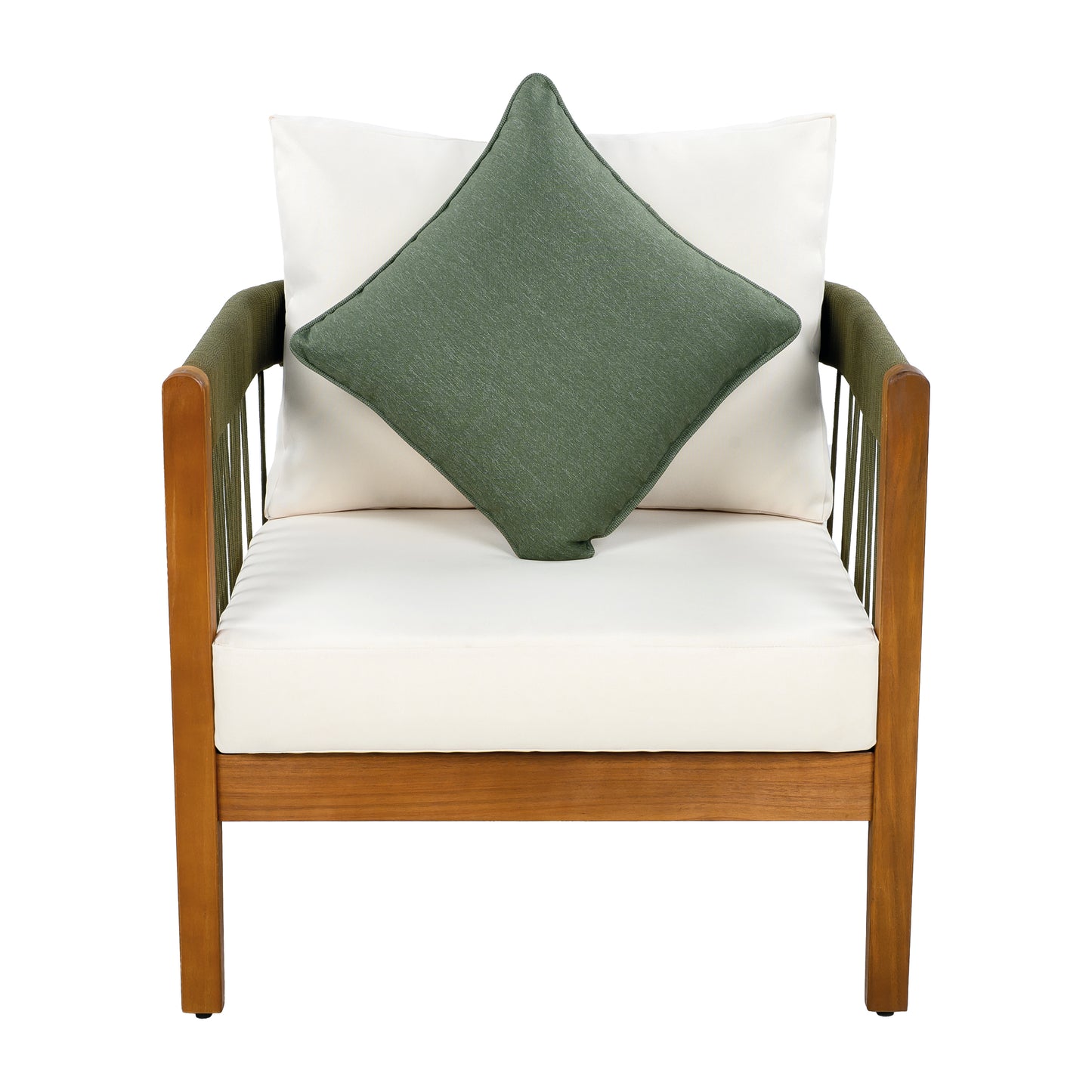 Tavithalae Acacia Wood Outdoor Club Chair with Water-Resistant  Cushions