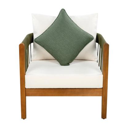 Tavithalae Acacia Wood Outdoor Club Chair with Water-Resistant  Cushions