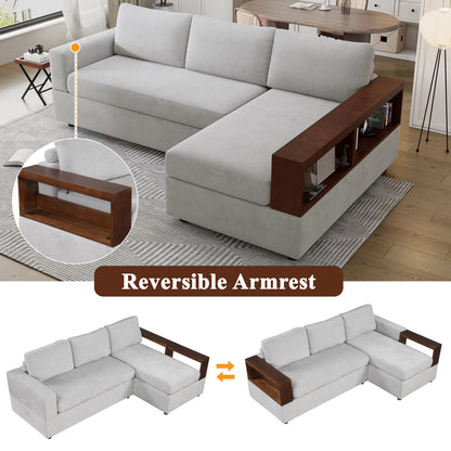 Serava Sectional Sofa Upholstered Sofa Couch with Reversible Armrests for Living Room