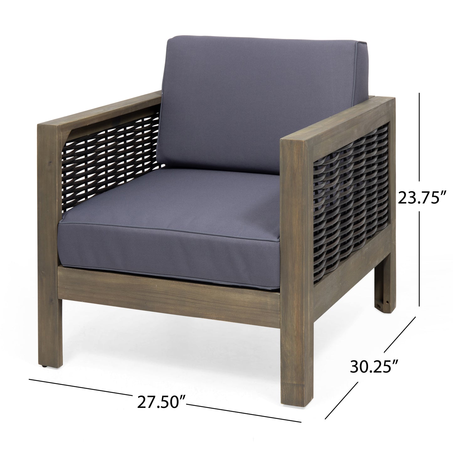 Allegra Outdoor Acacia Wood and Wicker Club Chair