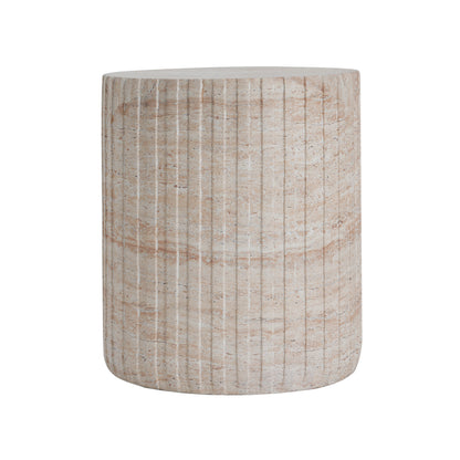 Chateau Outdoor Lightweight Concrete Side Table,Travertine Finish