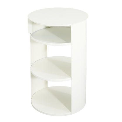 Somatilae Indoor 3-Tier Metal Round Side Table with Sliding Door Cabinet