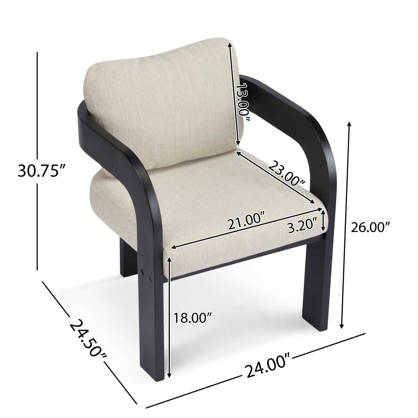 Nanali 2-Pack Dining Chairs with Pillow Back,Solid Wood Frame