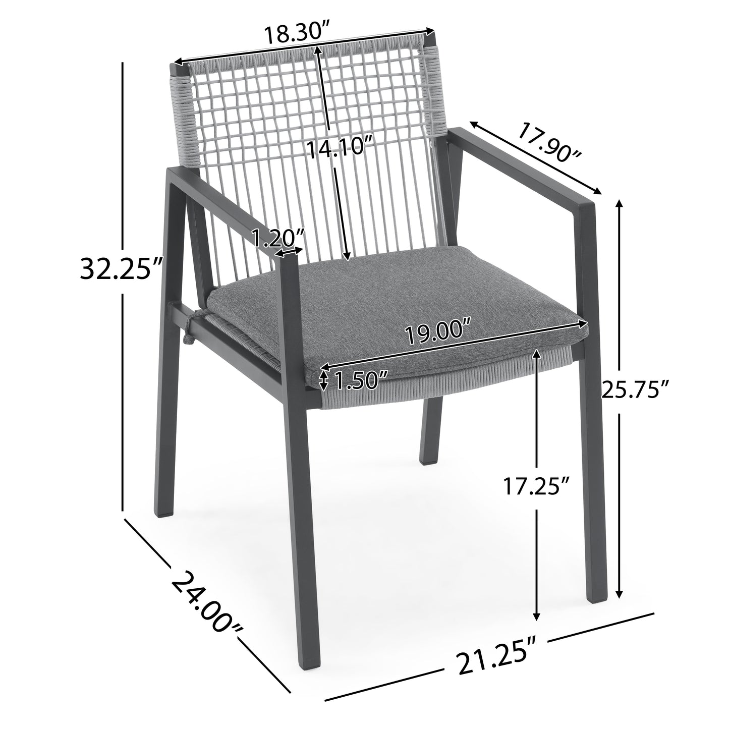 Biornell Outdoor Patio Upholstered Arm Dining Chair