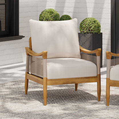 Brsing Outdoor Acacia Wood Patio Club Chair With Cushion