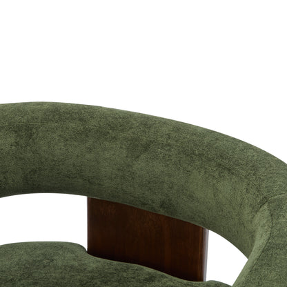 Noah Upholstered Boucle Accent Arm Chair, Rubberwood, Beige+walnut