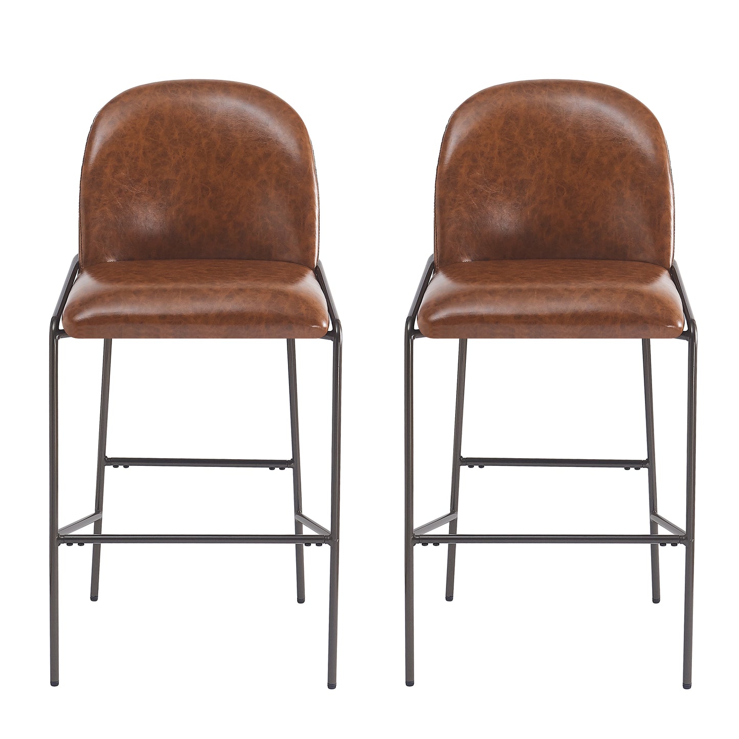 Galena Indoor Metal PU Barstool, Antique Bronze Finish Frame,Set of 2