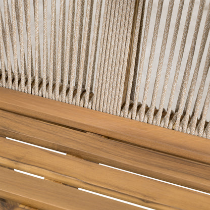 Ylisora Outdoor Barstool, Teak Finished Wood with Beige Cushion, Set of 2