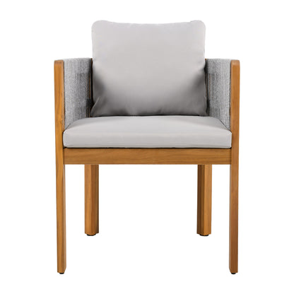 Sylvia Outdoor Dining Set with Acacia Wood Table and 4 Chairs,Waterproof Cushions