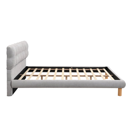 Caldwin Modern Upholstered Chenille Platform Bed with Headboard