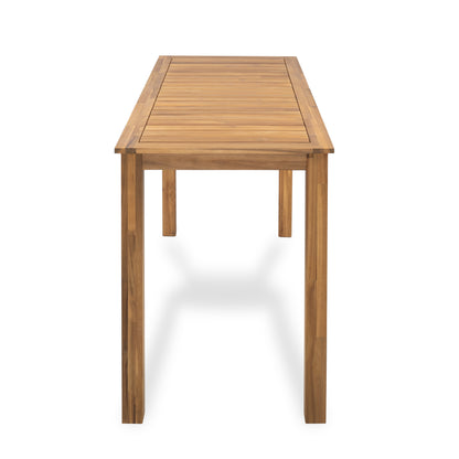 Caeli Outdoor Acacia Wood Patio Bar Table, Slatted Top