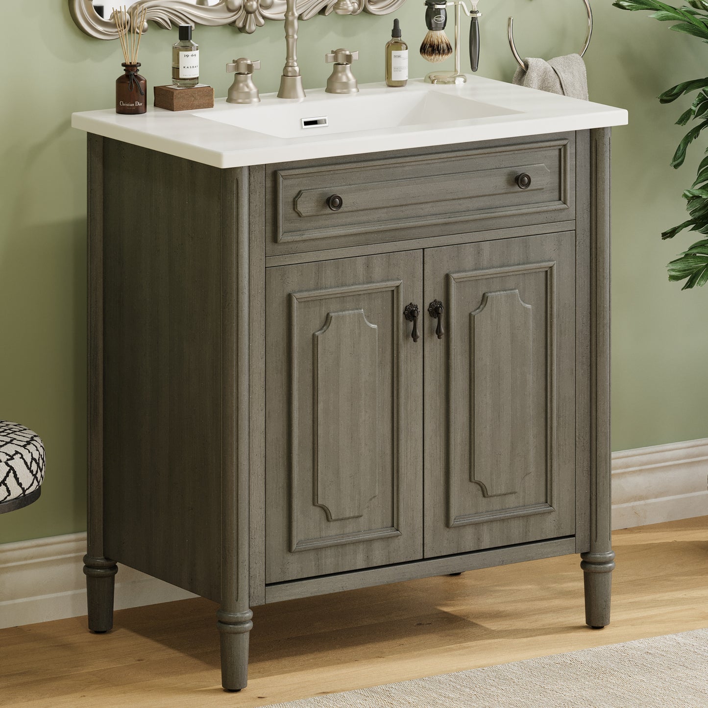 Kizzo 31" Vintage Bathroom Vanity with Sink, Rustic Bathroom Cabinet