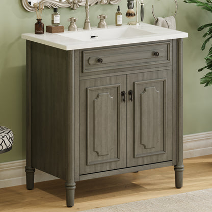 Kizzo 31" Vintage Bathroom Vanity with Sink, Rustic Bathroom Cabinet