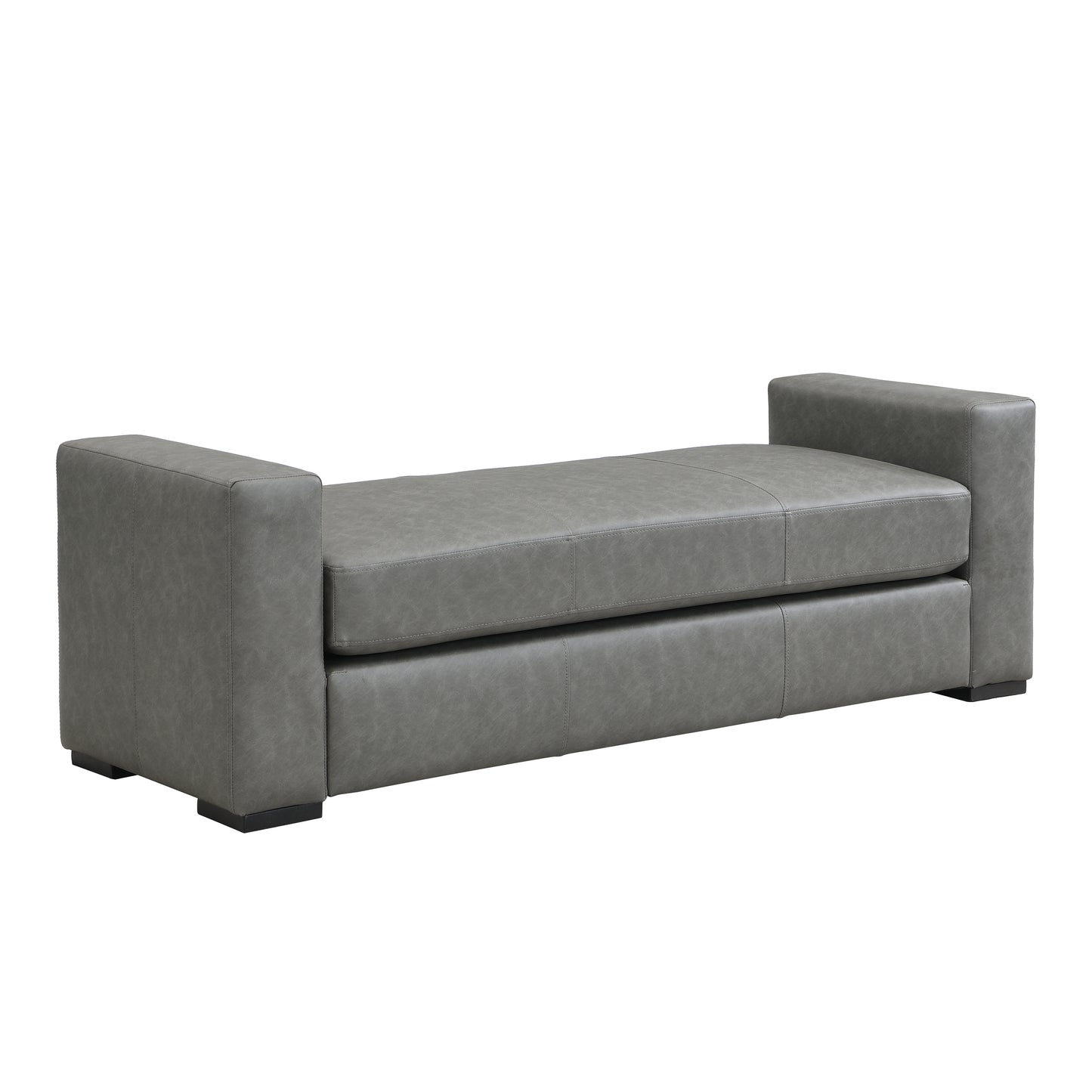 Narionae Stylish and Durable Grey Faux Leather Ottoman