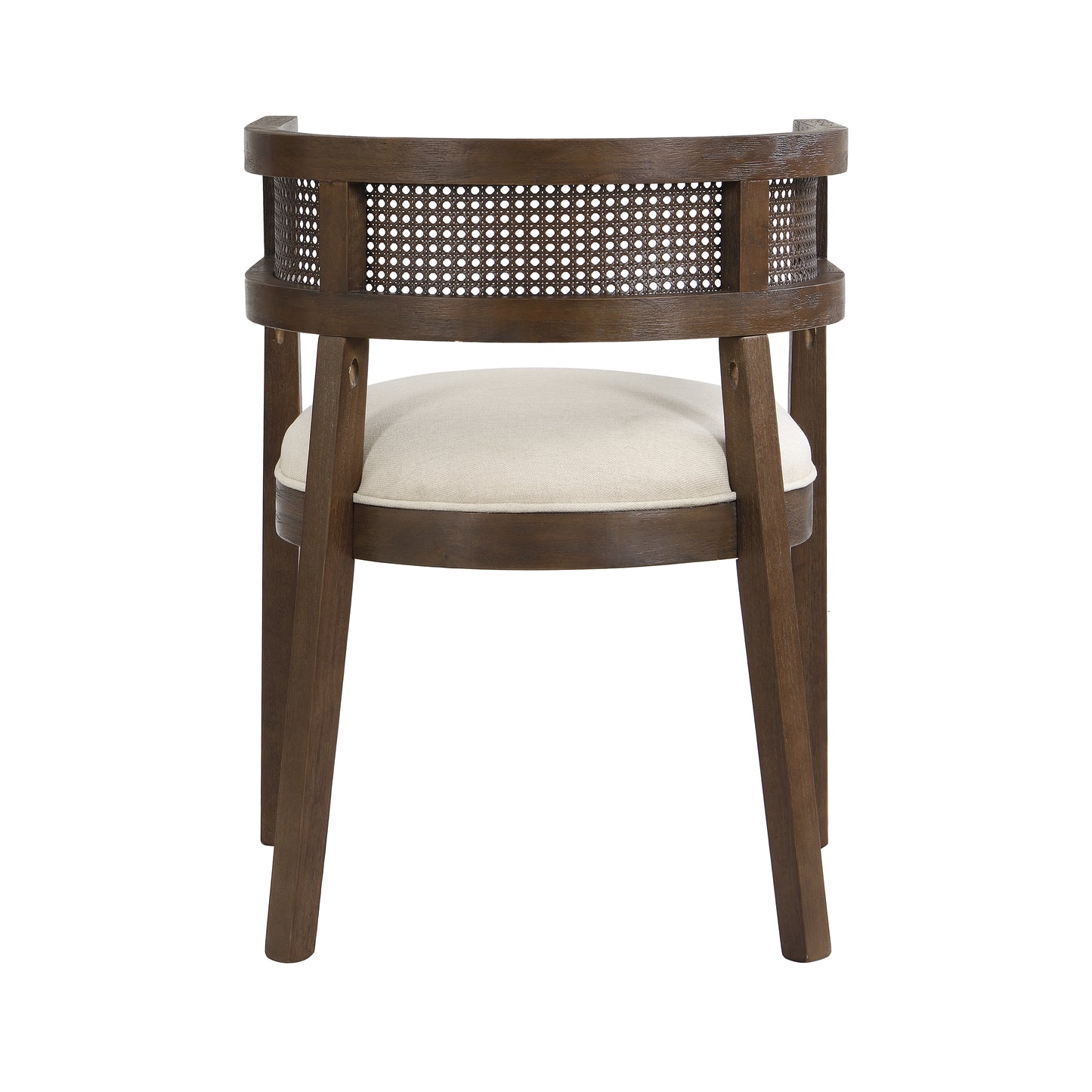 Bastian Dining Chairs with Rattan Backrest, Upholstered Seat, Set of 2