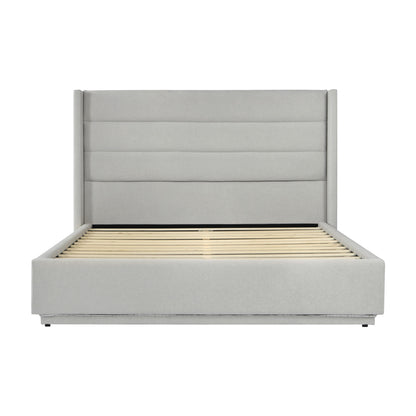 Brannick Queen Size Platform Bed with LED light, Greige