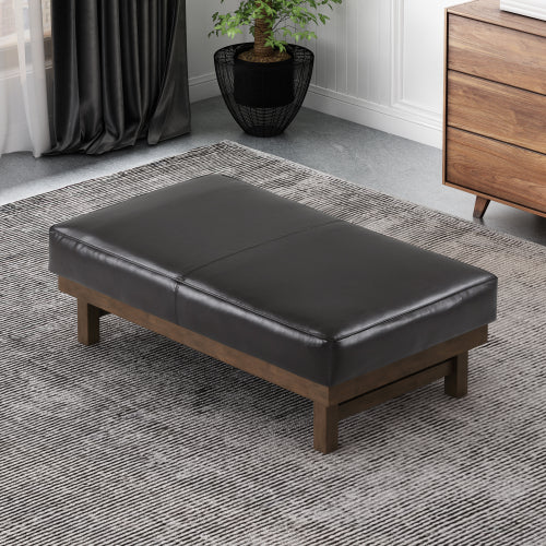 Temzyl temzyl Modern PU Cocktail Ottoman with Wood Frame