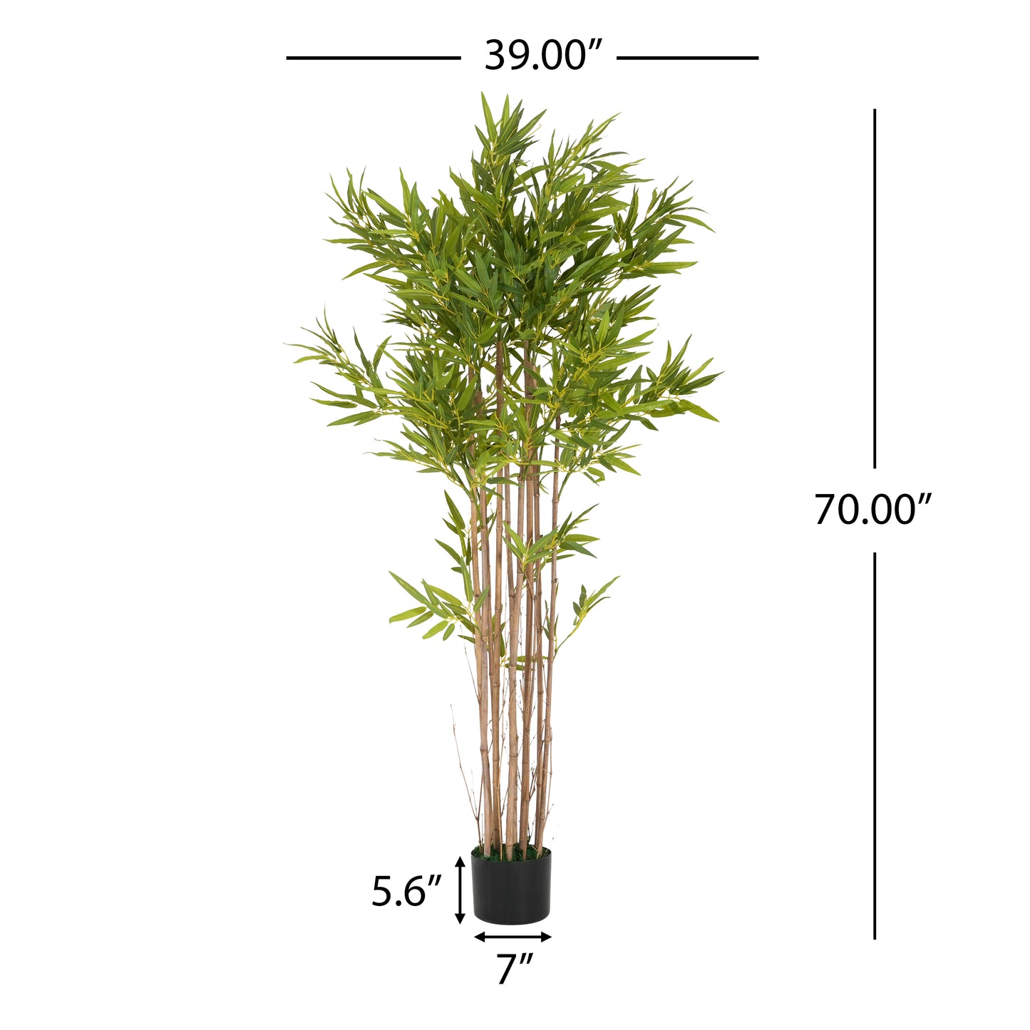 Emelric 70" Artificial Bamboo with Black Plastic Pot