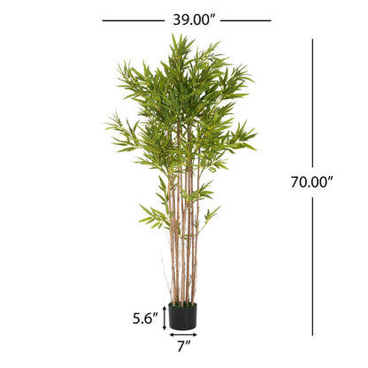 Emelric 70" Artificial Bamboo with Black Plastic Pot