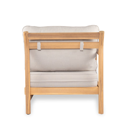 Selyric Patio Acacia Wood Sofa-and-Chaise sectional L-shape, Loveseat + Lounge with Water-resistant Cushion