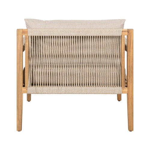‌PinDrift‌ Acacia Wood & Beige Rope Outdoor Leisure Chair for Any Patio