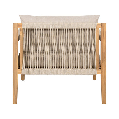 ‌PinDrift‌ Acacia Wood & Beige Rope Outdoor Leisure Chair for Any Patio