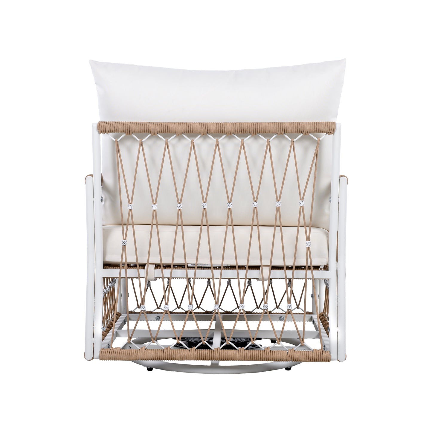 360° Swivel Bohemian Outdoor Lounge Chair with Handwoven Rope,Waterproof Cushions[Set of 2]