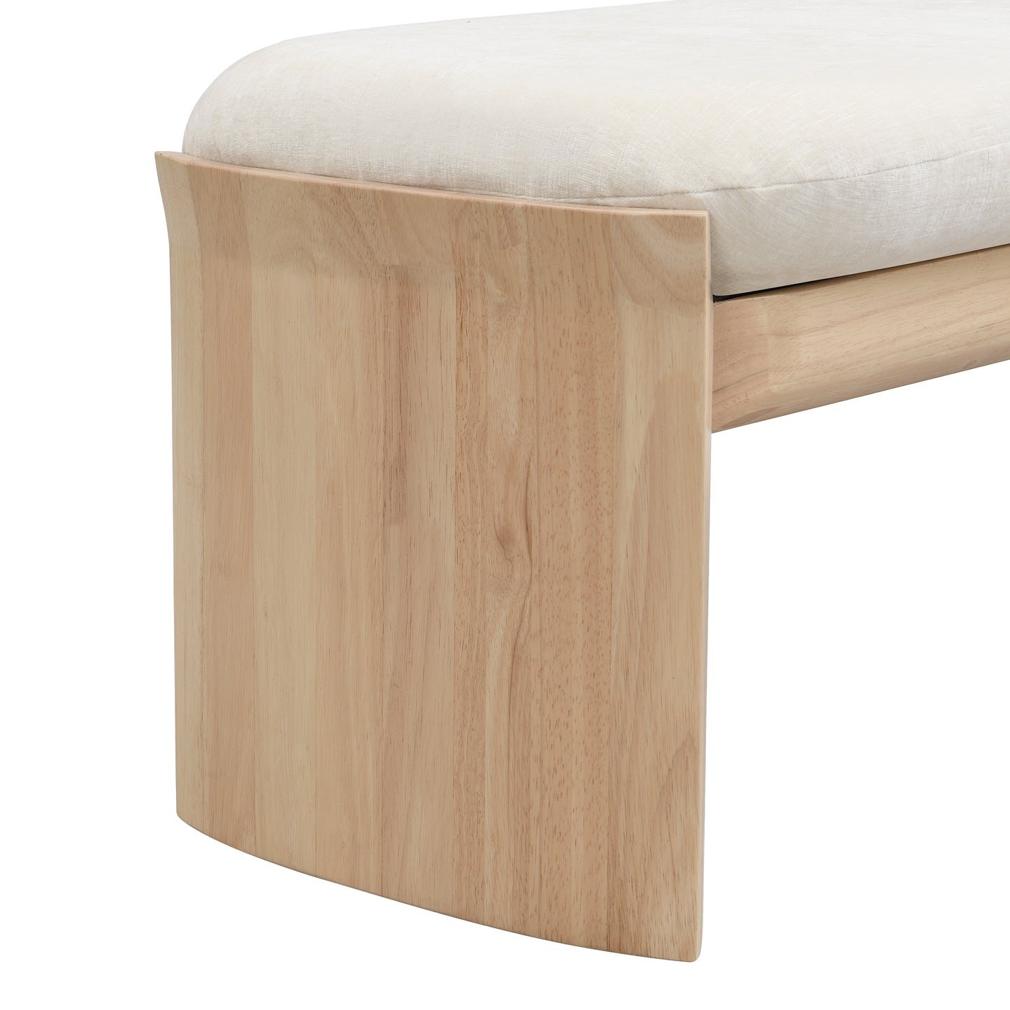 Nirithora 51.5 Inch Beige Rubber Wood Footstool For Bedroom and Living Room