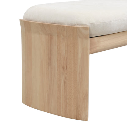 Nirithora 51.5 Inch Beige Rubber Wood Footstool For Bedroom and Living Room