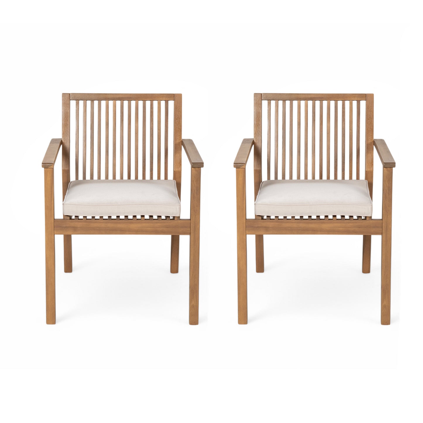 Somadorin Patio Dining Chair Set of 2 - Sturdy Acacia Wood, Comfortable Waterproof Seating