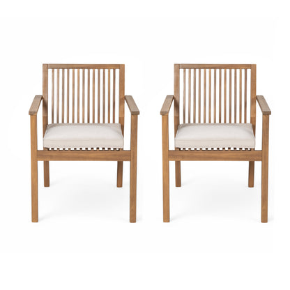 Somadorin Patio Dining Chair Set of 2 - Sturdy Acacia Wood, Comfortable Waterproof Seating