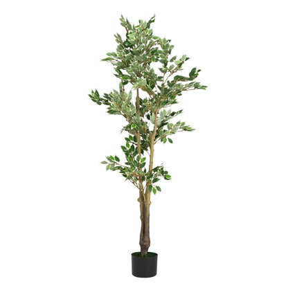 Evionn 69" Artificial Ficus Tree with Black Plastic Pot