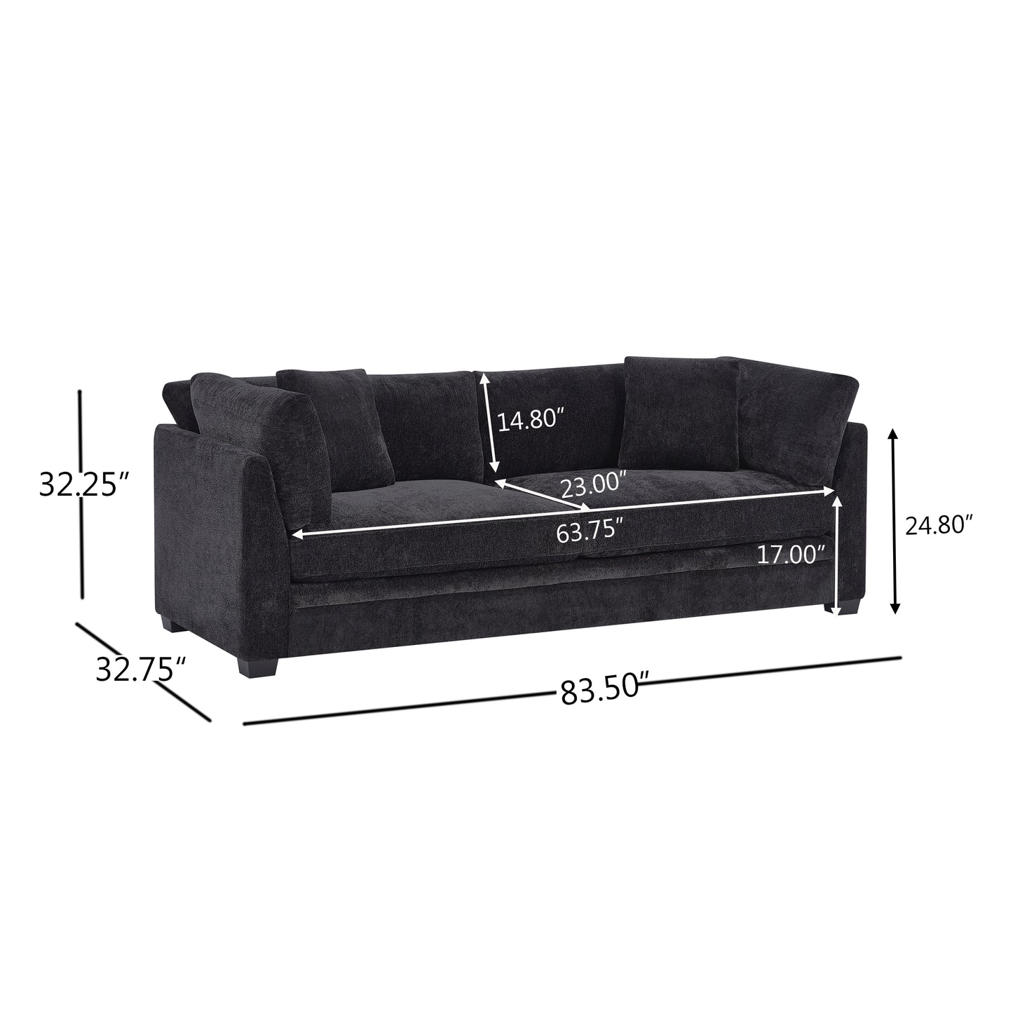 Cormac 83.50" Modern Flared Arms Sofa