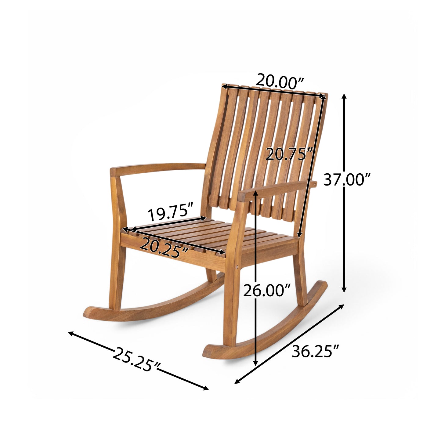 Deyric Outdoor Solid Wood Rocking Chair (Set of 2)