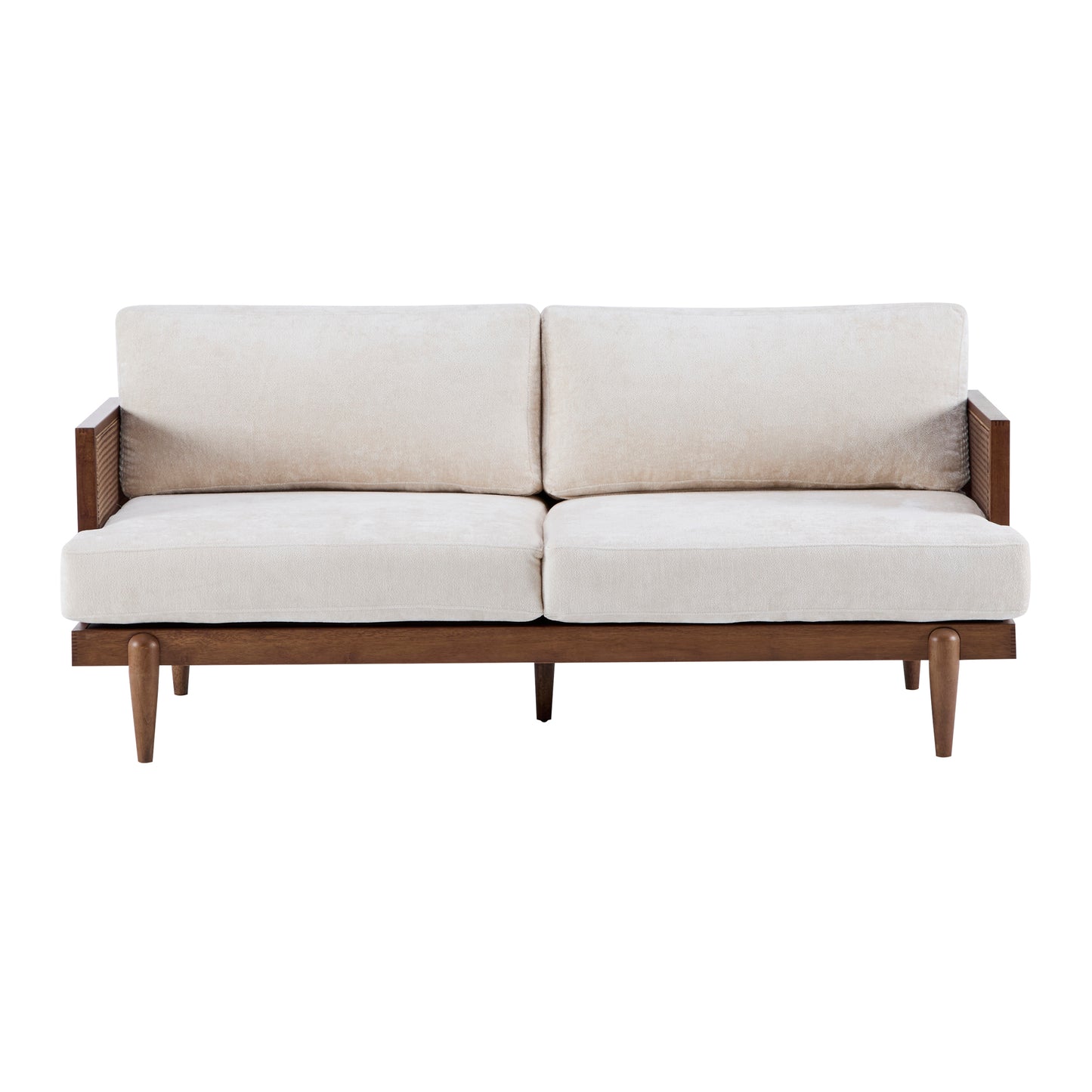 EMIR 72" Square Arm 3-Seater Sofa with Cane Rattan and Wooden Frame